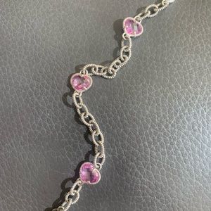 Judith Ripka Pink Crystal Heart Bracelet